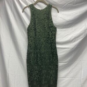 Olive Green Lace Sheath Dress